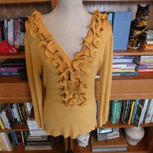 EUC Vila Milano Ruffled V Neck Sweater